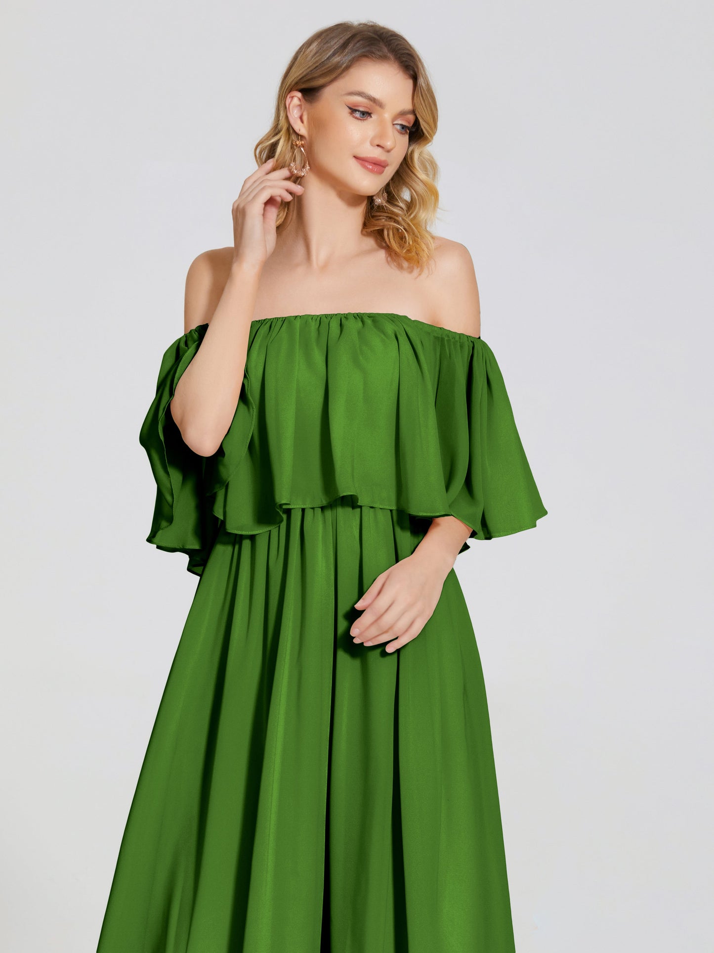 Journee Midi Off-Shoulder Chiffon Bridesmaid Dress