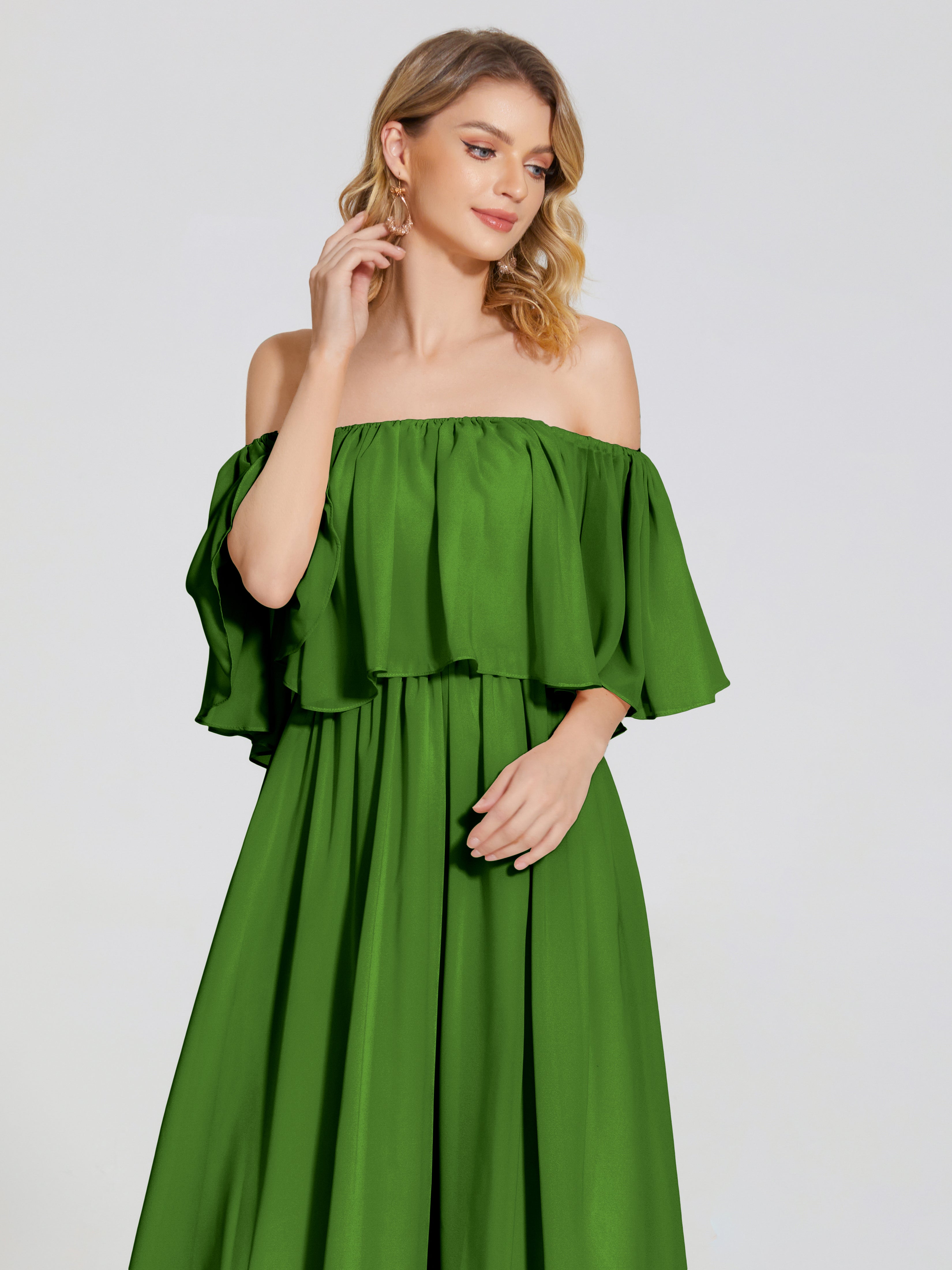 Journee Midi Off-Shoulder Chiffon Bridesmaid Dress