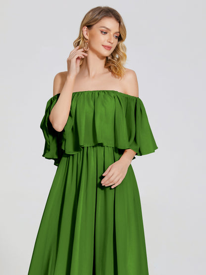 Journee Midi Off-Shoulder Chiffon Bridesmaid Dress