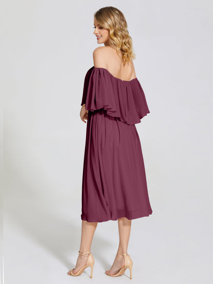Journee Midi Off-Shoulder Chiffon Bridesmaid Dress