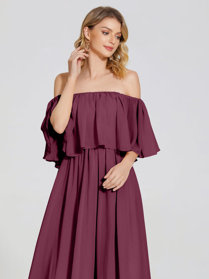 Journee Midi Off-Shoulder Chiffon Bridesmaid Dress
