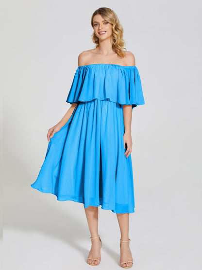 Journee Midi Off-Shoulder Chiffon Bridesmaid Dress