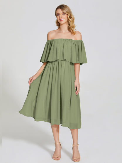 Journee Midi Off-Shoulder Chiffon Bridesmaid Dress