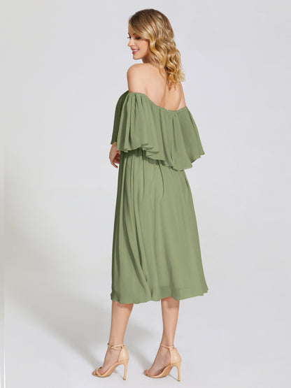 Journee Midi Off-Shoulder Chiffon Bridesmaid Dress
