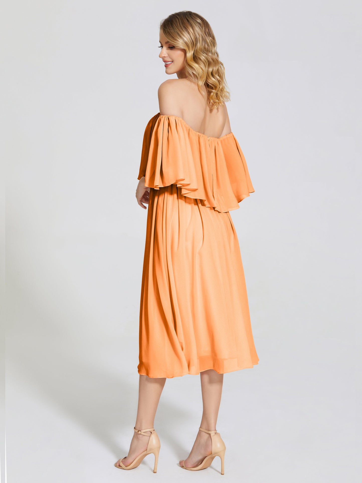 Journee Midi Off-Shoulder Chiffon Bridesmaid Dress