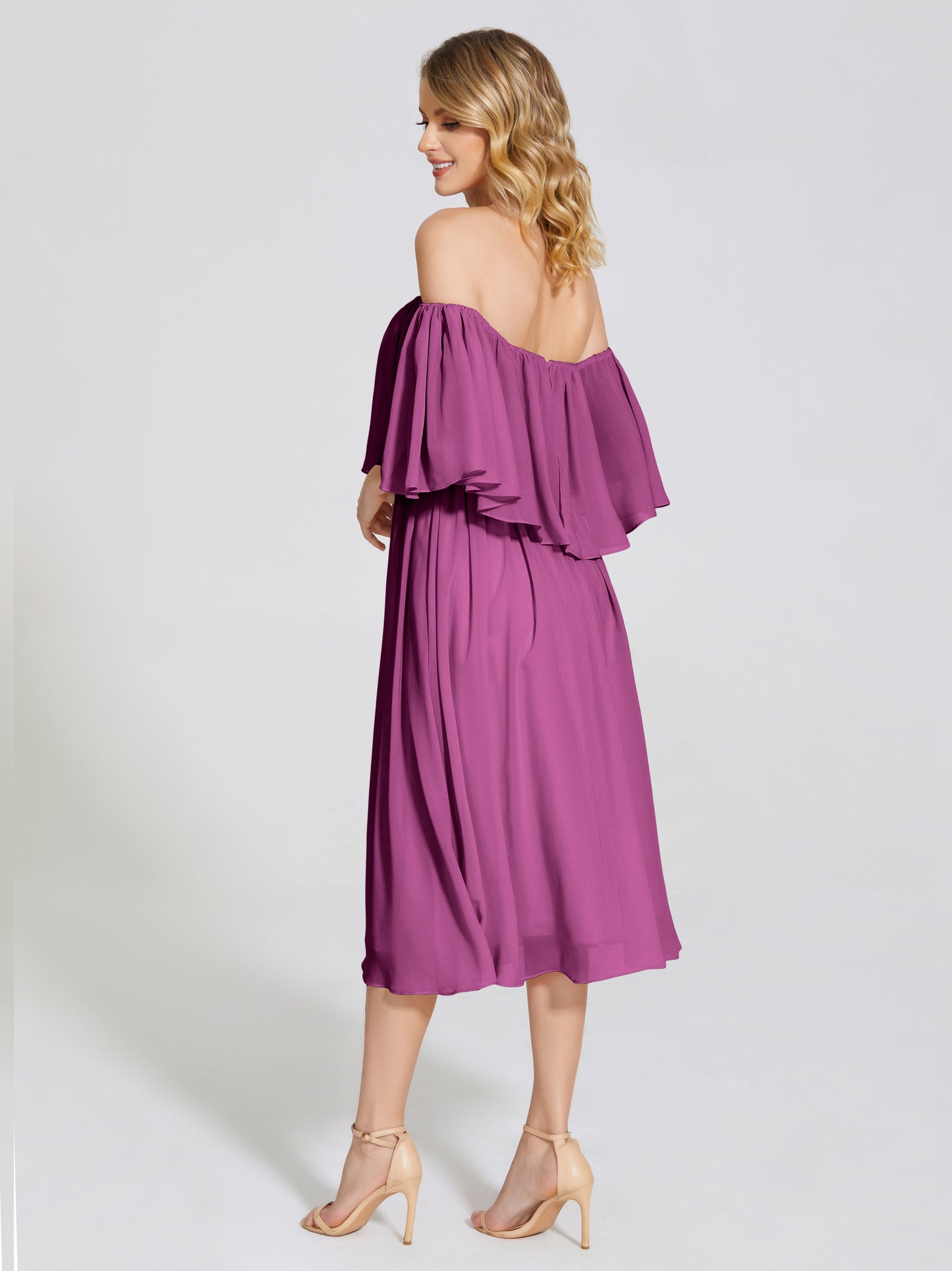 Journee Midi Off-Shoulder Chiffon Bridesmaid Dress