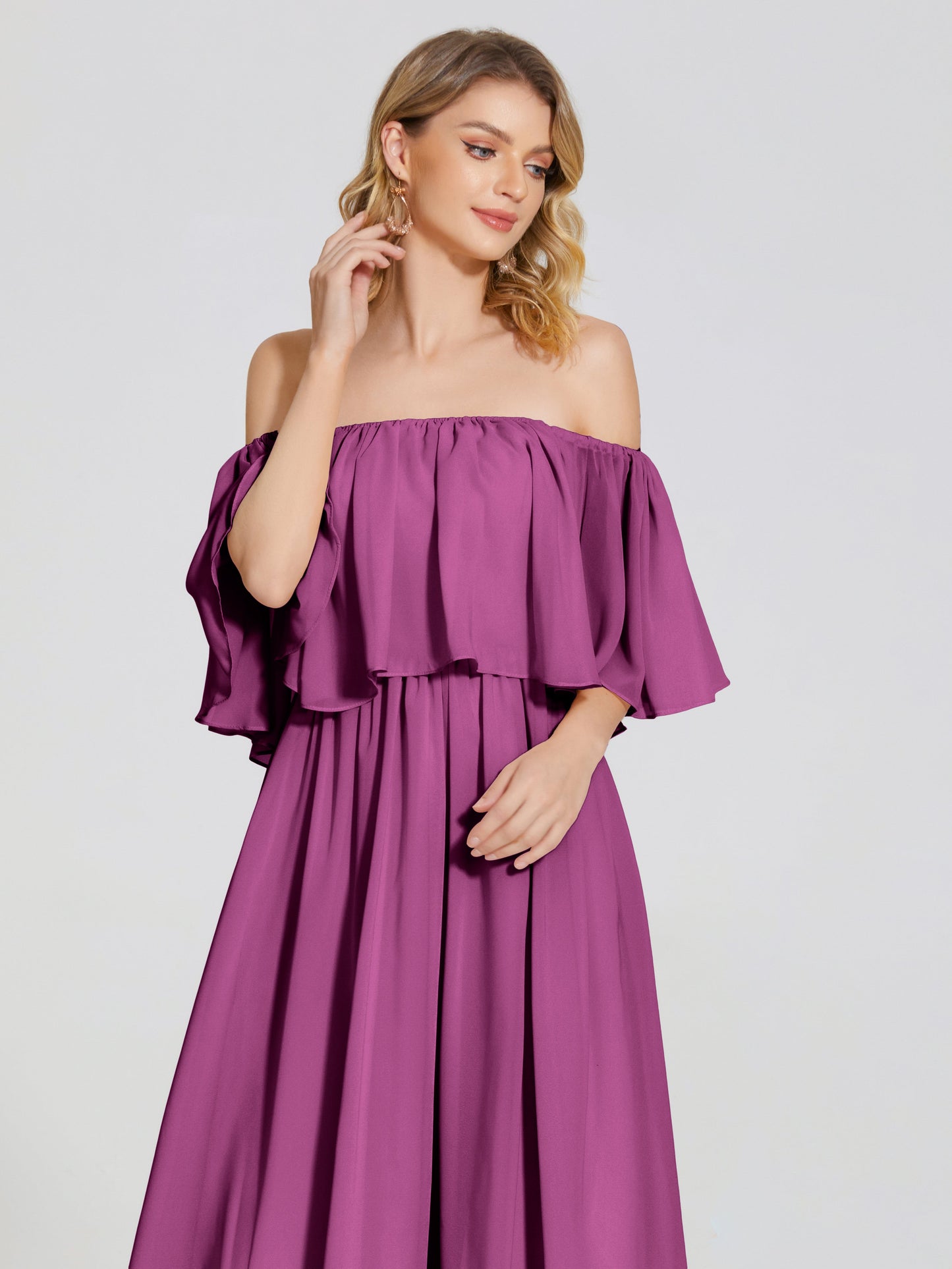 Journee Midi Off-Shoulder Chiffon Bridesmaid Dress