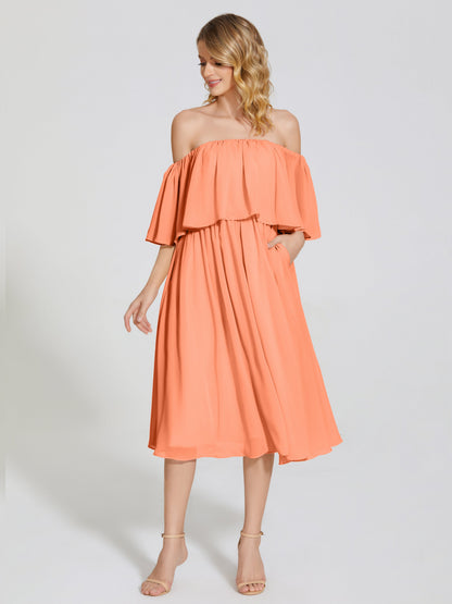 Journee Midi Off-Shoulder Chiffon Bridesmaid Dress