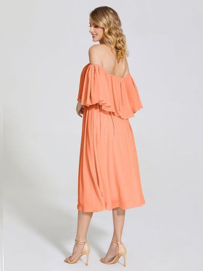 Journee Midi Off-Shoulder Chiffon Bridesmaid Dress