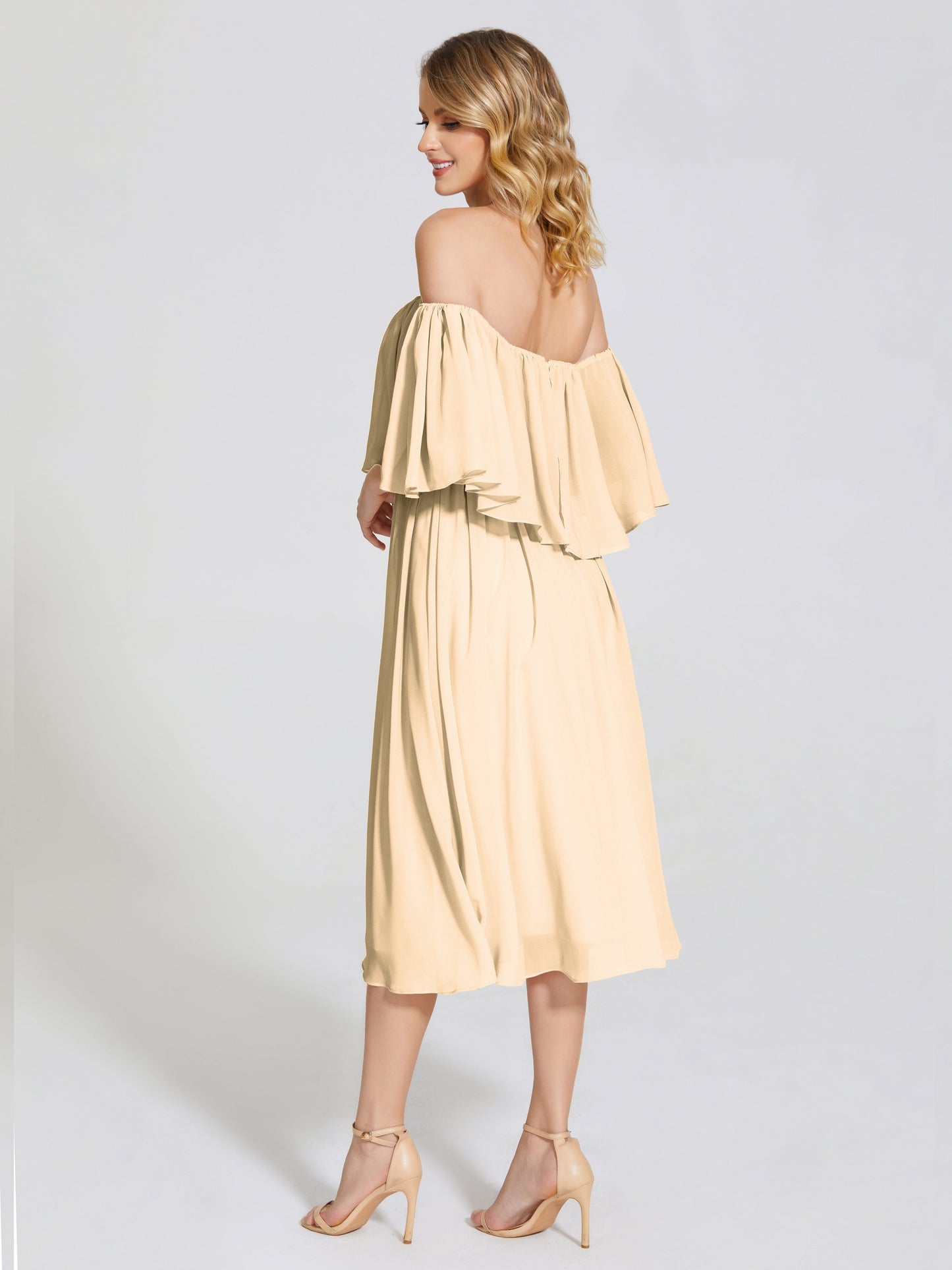 Journee Midi Off-Shoulder Chiffon Bridesmaid Dress