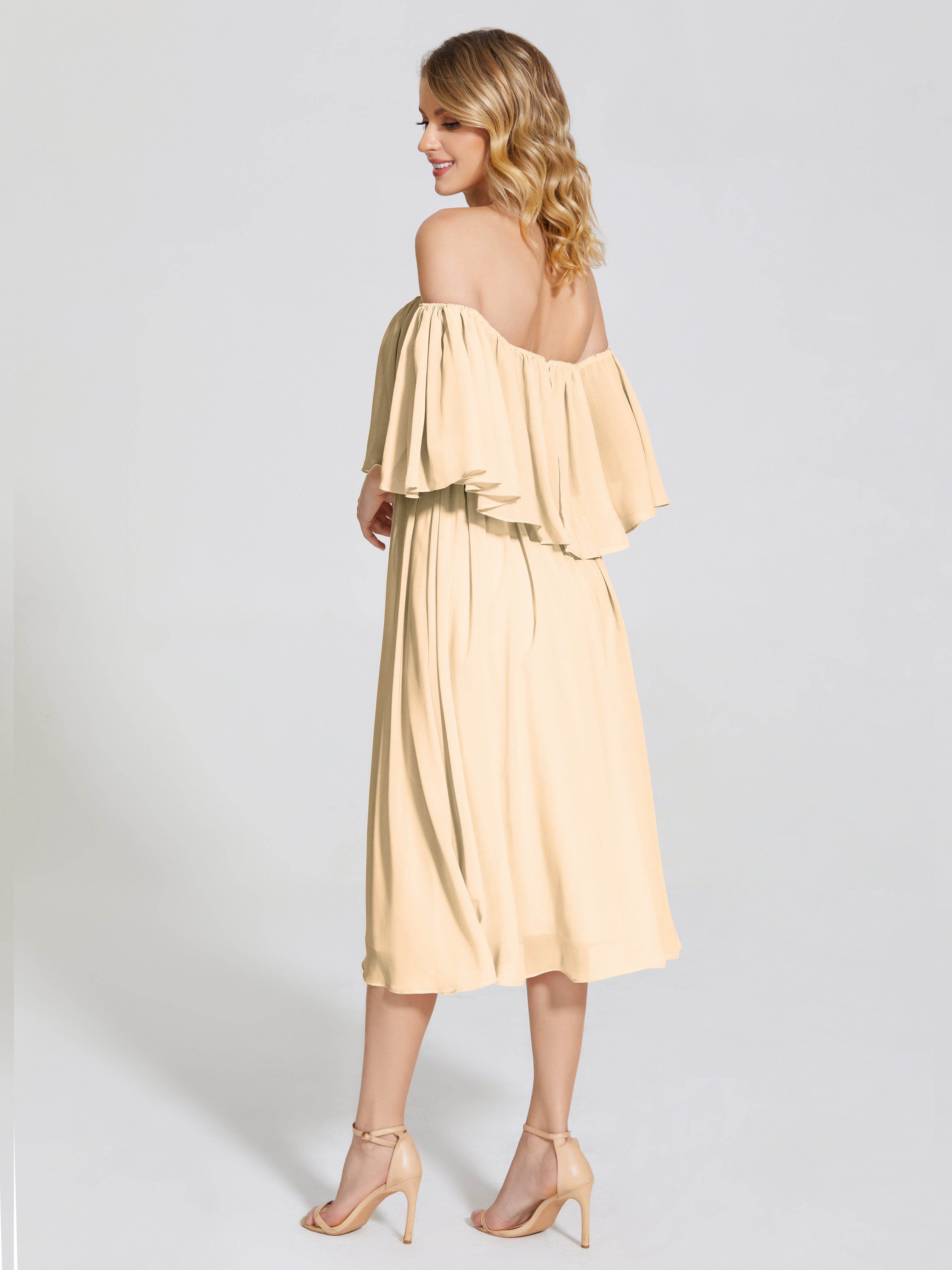 Journee Midi Off-Shoulder Chiffon Bridesmaid Dress