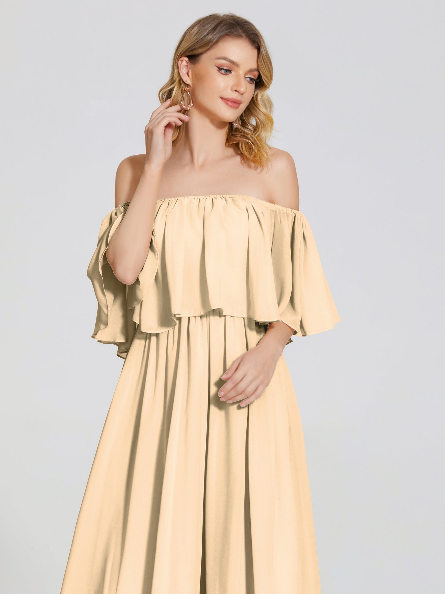 Journee Midi Off-Shoulder Chiffon Bridesmaid Dress