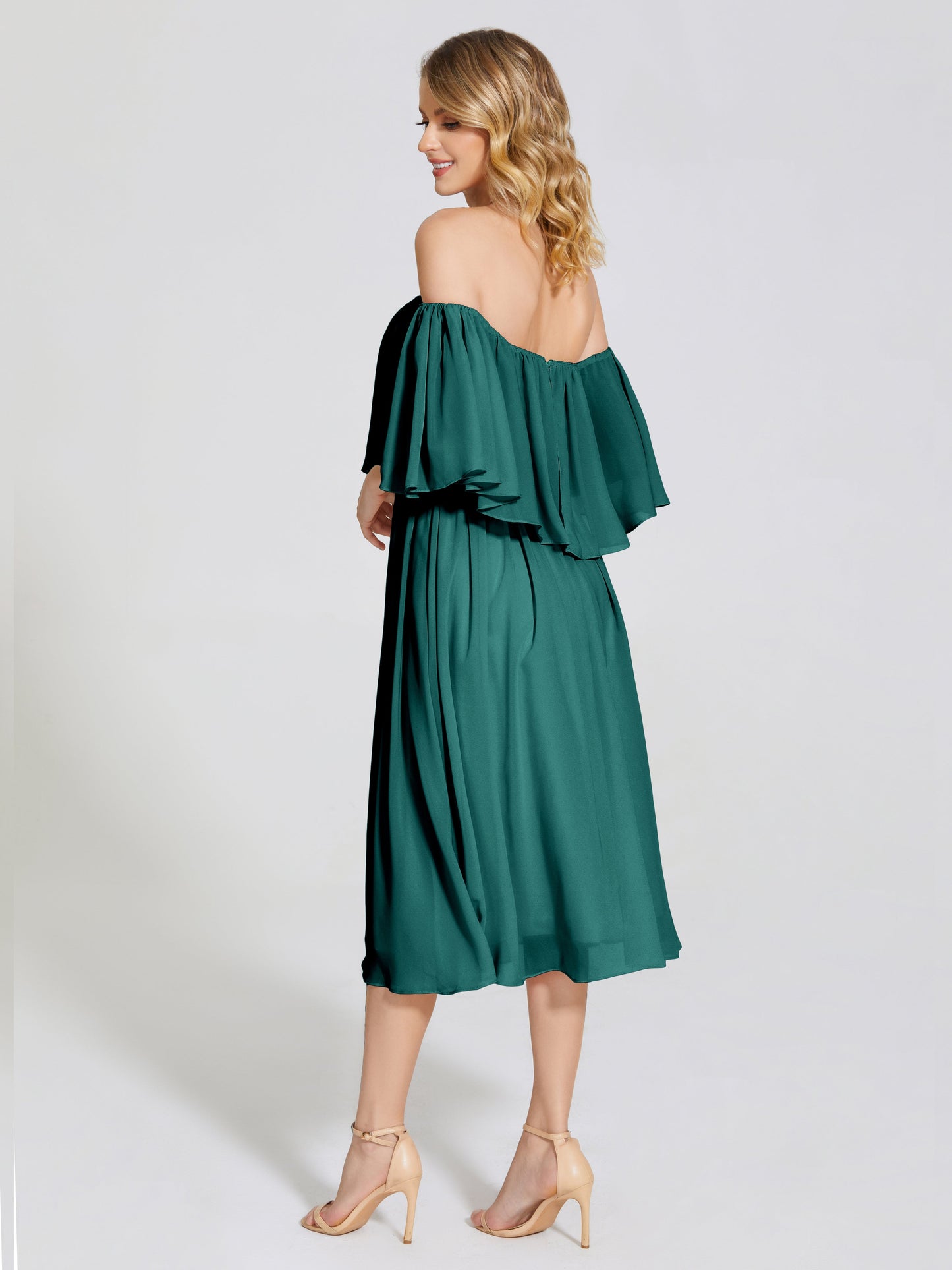 Journee Midi Off-Shoulder Chiffon Bridesmaid Dress