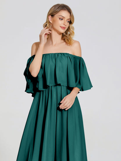 Journee Midi Off-Shoulder Chiffon Bridesmaid Dress