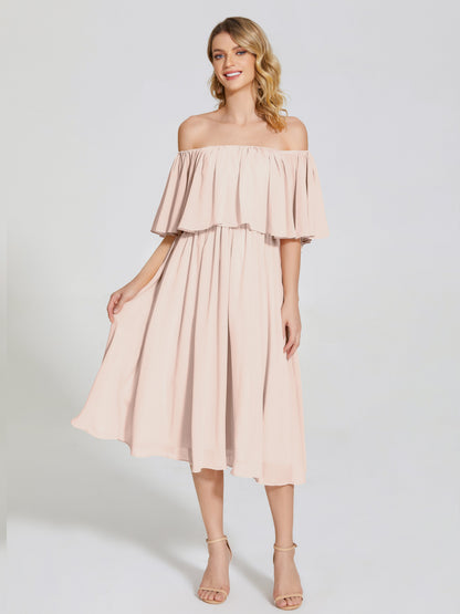Journee Midi Off-Shoulder Chiffon Bridesmaid Dress