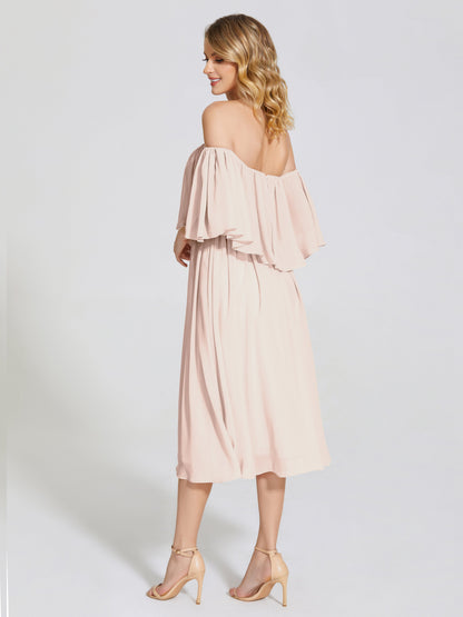 Journee Midi Off-Shoulder Chiffon Bridesmaid Dress