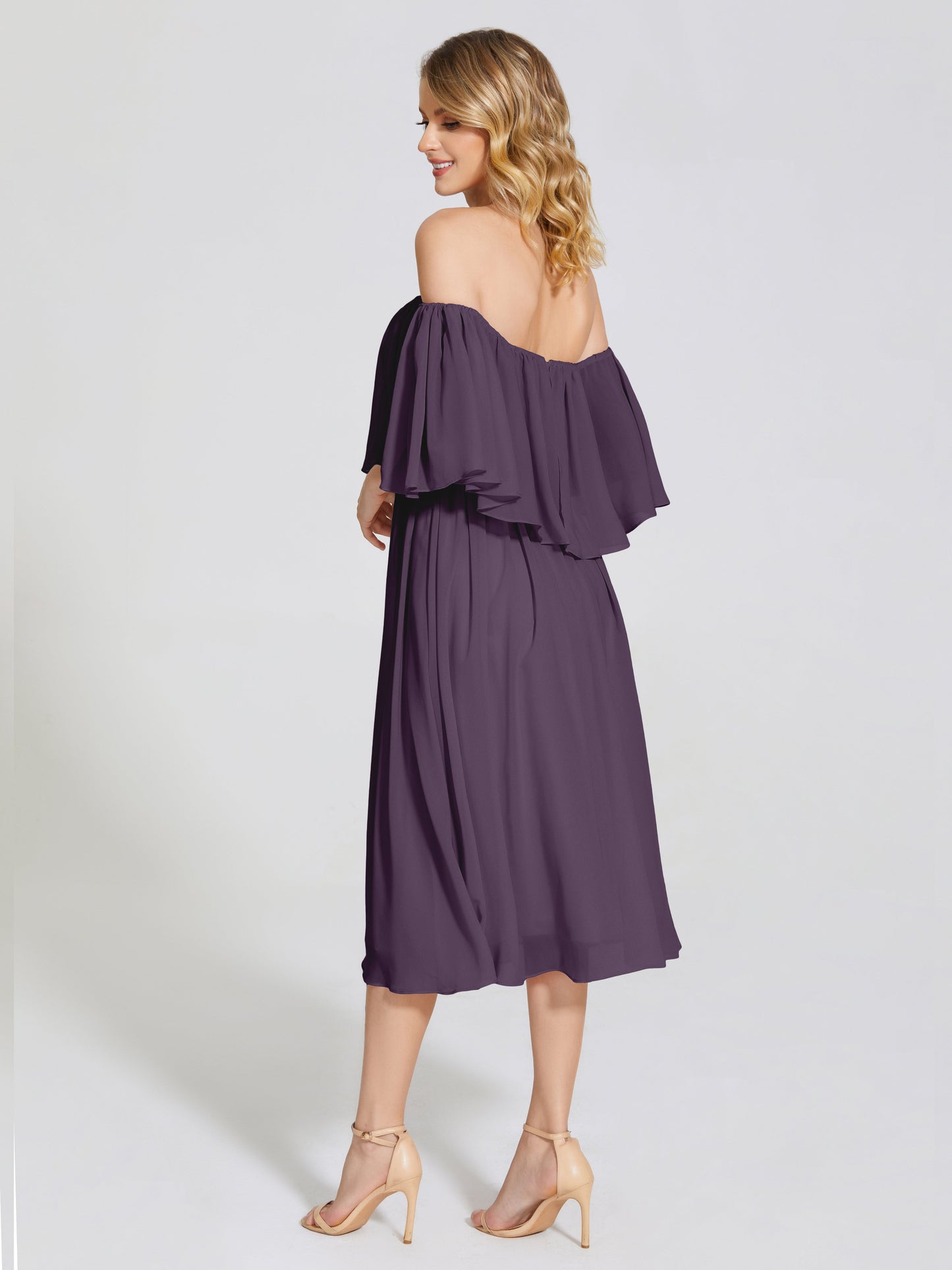 Journee Midi Off-Shoulder Chiffon Bridesmaid Dress