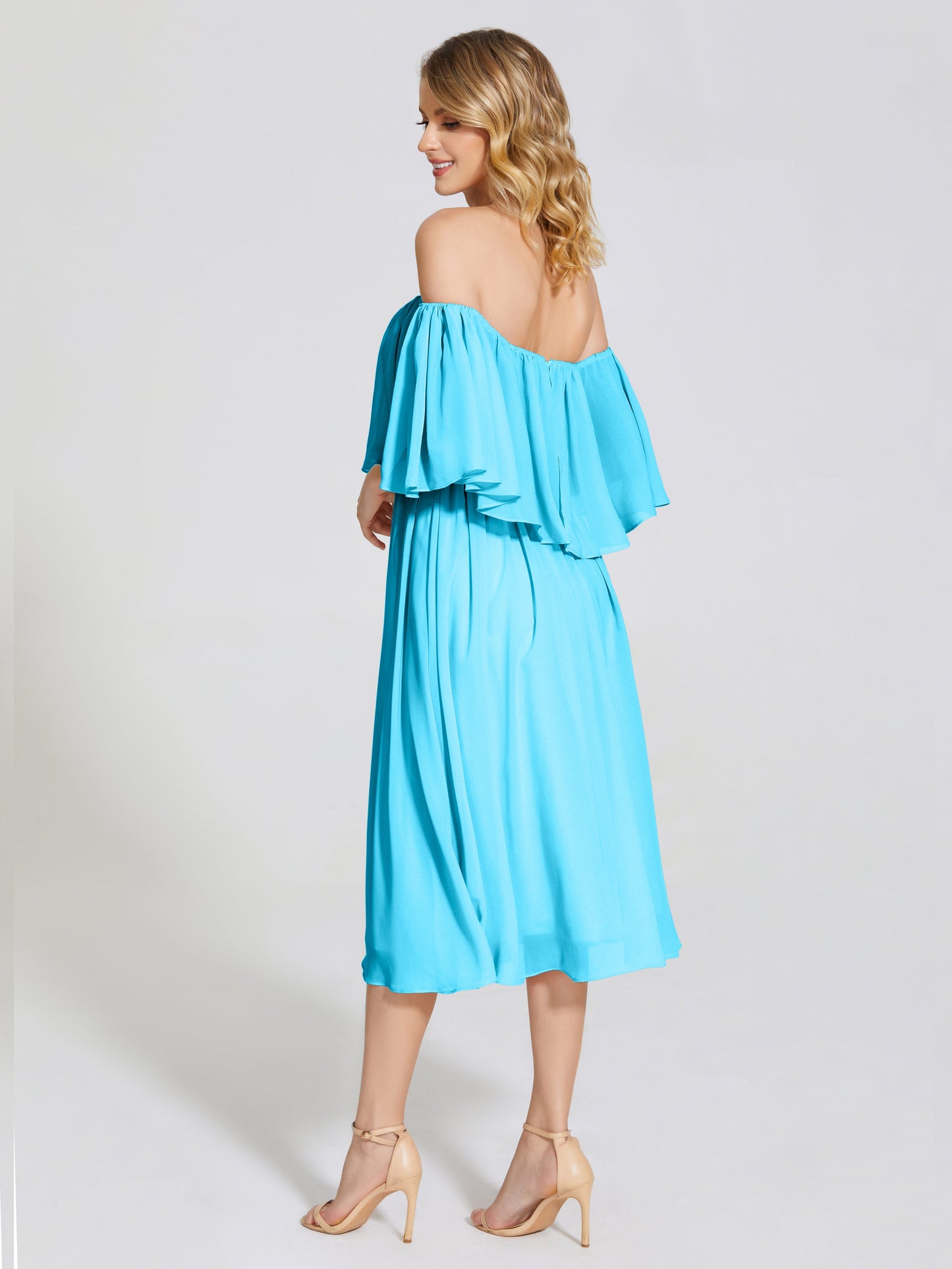 Journee Midi Off-Shoulder Chiffon Bridesmaid Dress