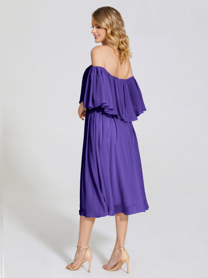 Journee Midi Off-Shoulder Chiffon Bridesmaid Dress