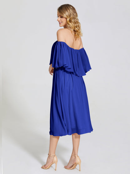 Journee Midi Off-Shoulder Chiffon Bridesmaid Dress