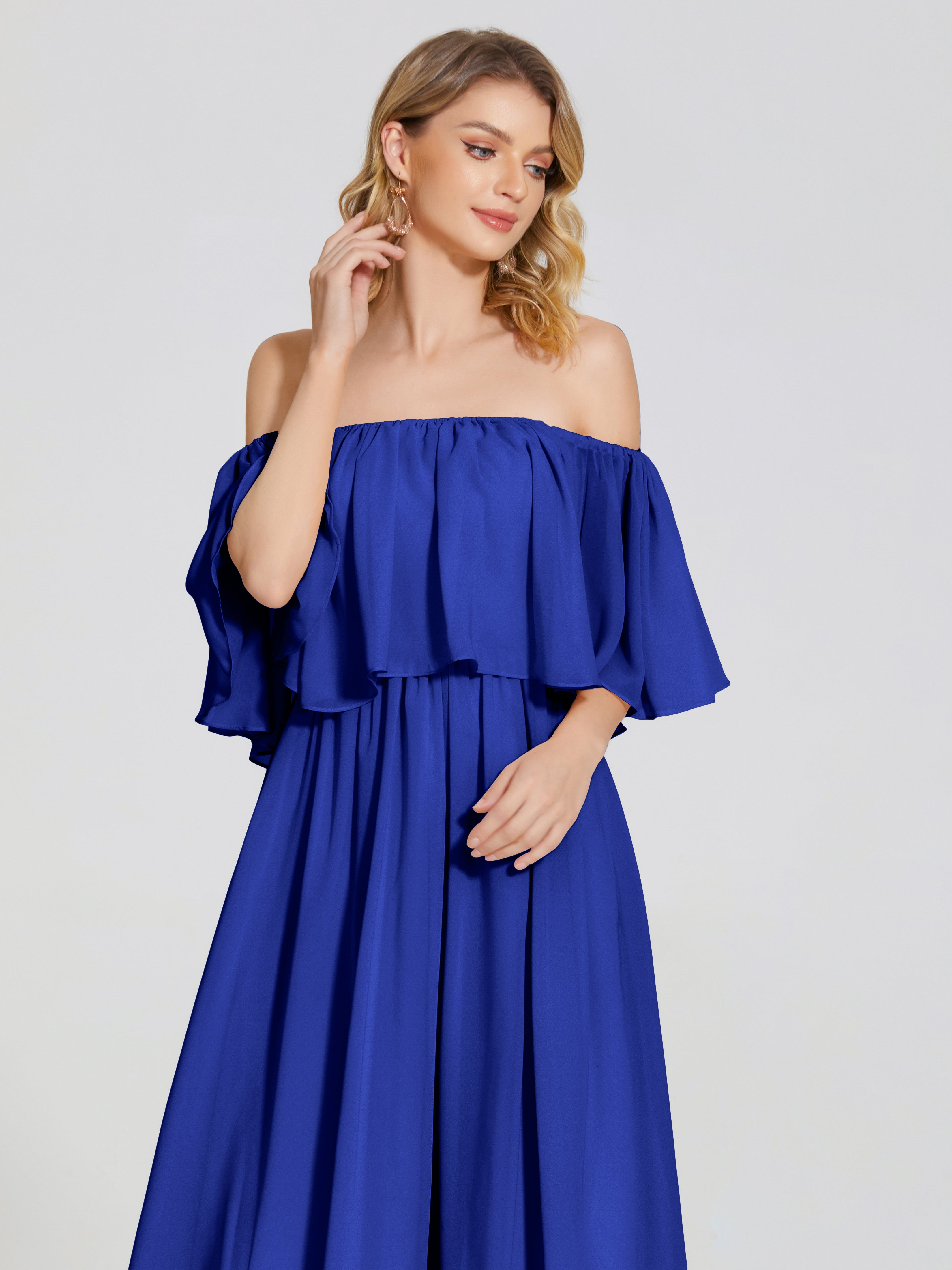 Journee Midi Off-Shoulder Chiffon Bridesmaid Dress