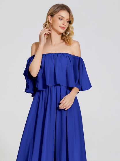 Journee Midi Off-Shoulder Chiffon Bridesmaid Dress