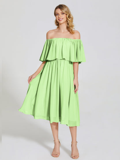 Journee Midi Off-Shoulder Chiffon Bridesmaid Dress