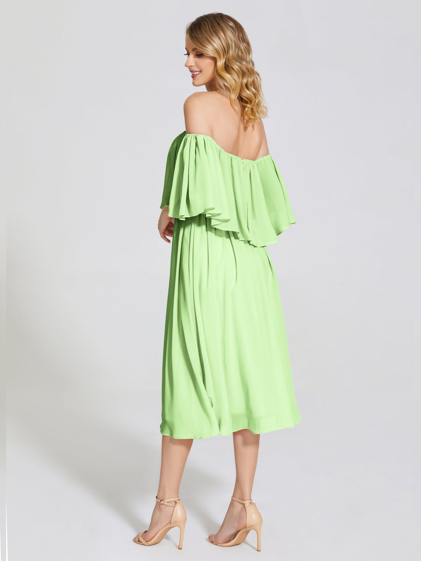 Journee Midi Off-Shoulder Chiffon Bridesmaid Dress