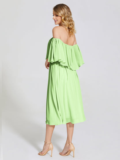 Journee Midi Off-Shoulder Chiffon Bridesmaid Dress