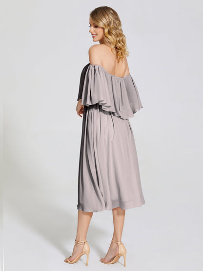 Journee Midi Off-Shoulder Chiffon Bridesmaid Dress