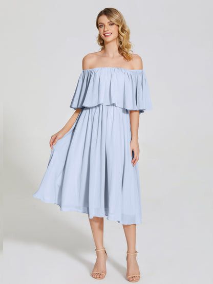 Journee Midi Off-Shoulder Chiffon Bridesmaid Dress