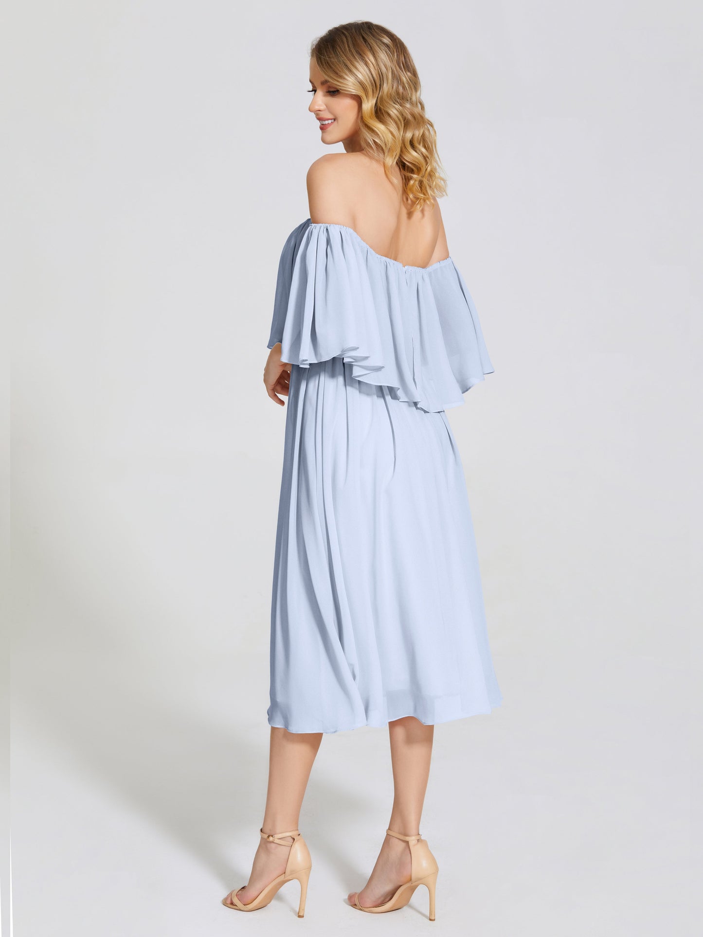 Journee Midi Off-Shoulder Chiffon Bridesmaid Dress