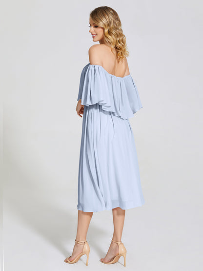 Journee Midi Off-Shoulder Chiffon Bridesmaid Dress