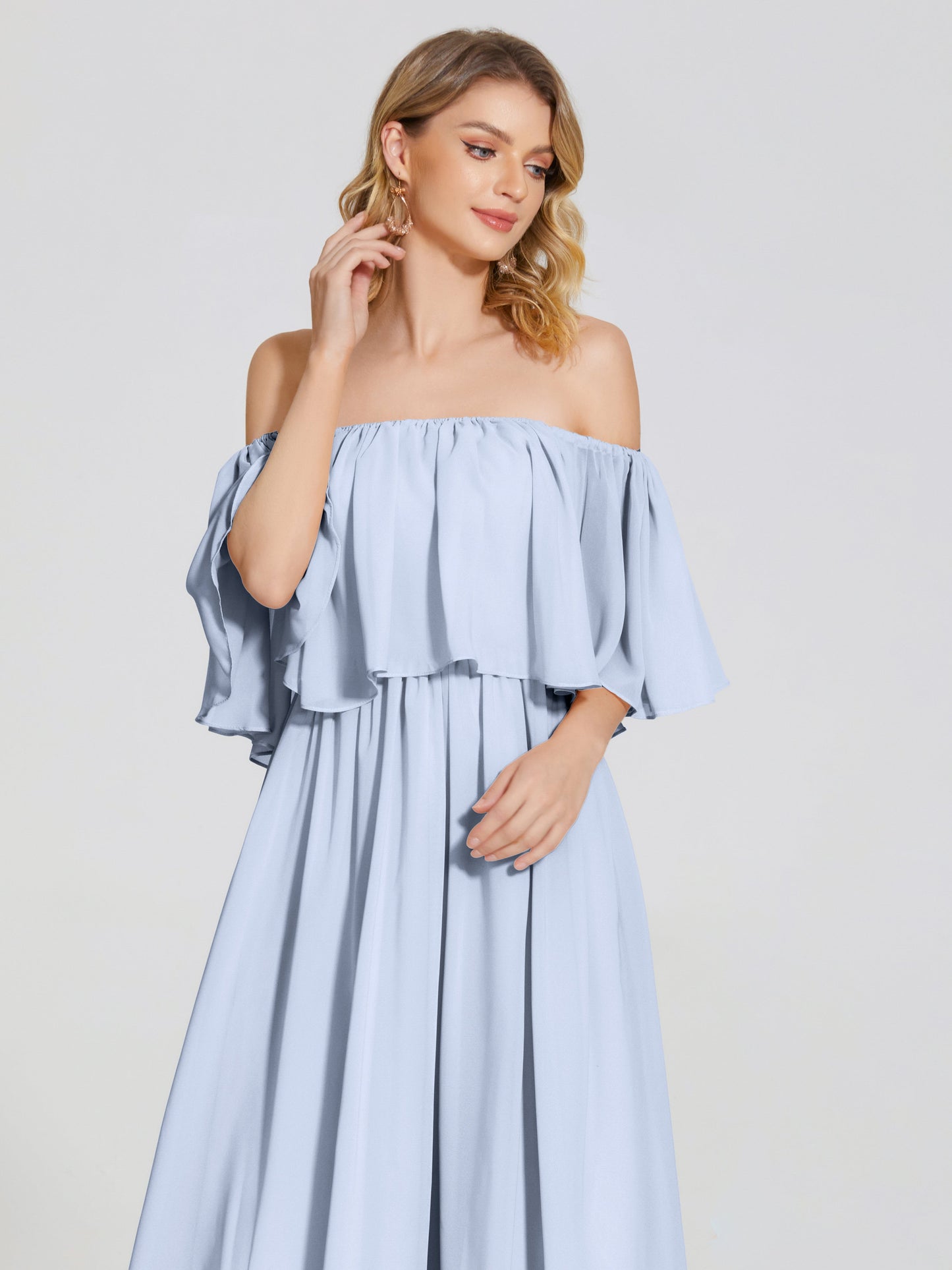 Journee Midi Off-Shoulder Chiffon Bridesmaid Dress