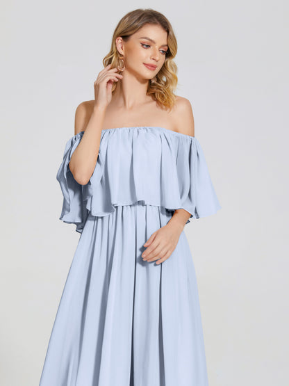 Journee Midi Off-Shoulder Chiffon Bridesmaid Dress