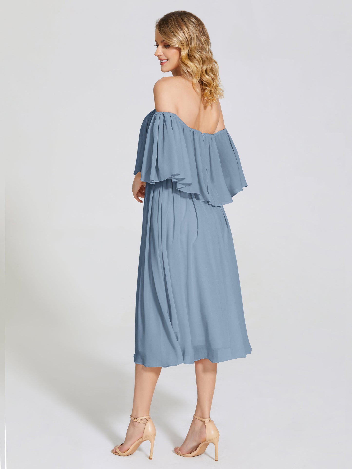 Journee Midi Off-Shoulder Chiffon Bridesmaid Dress