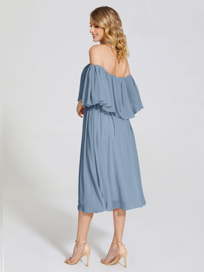 Journee Midi Off-Shoulder Chiffon Bridesmaid Dress