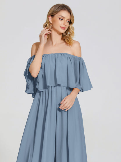 Journee Midi Off-Shoulder Chiffon Bridesmaid Dress