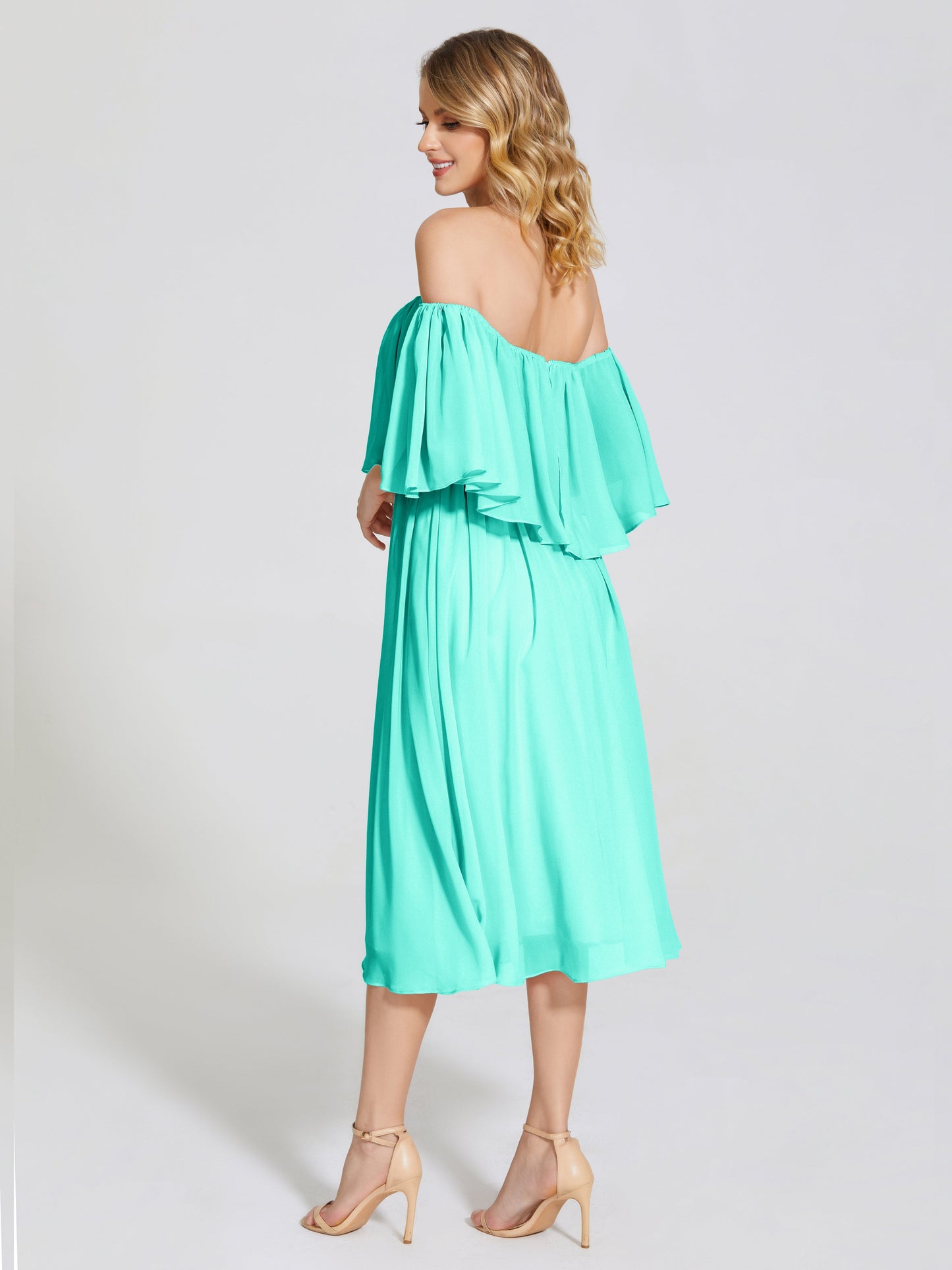 Journee Midi Off-Shoulder Chiffon Bridesmaid Dress