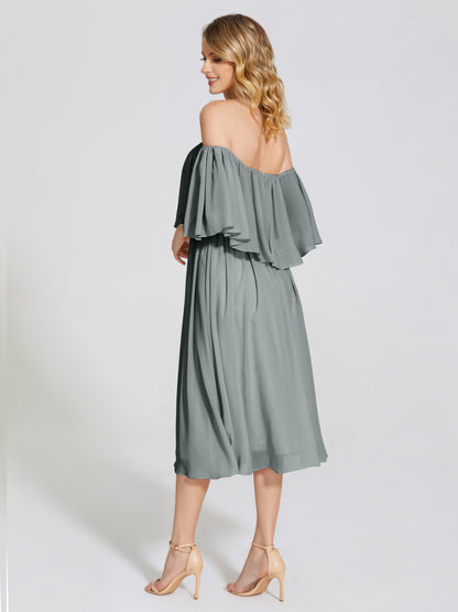 Journee Midi Off-Shoulder Chiffon Bridesmaid Dress