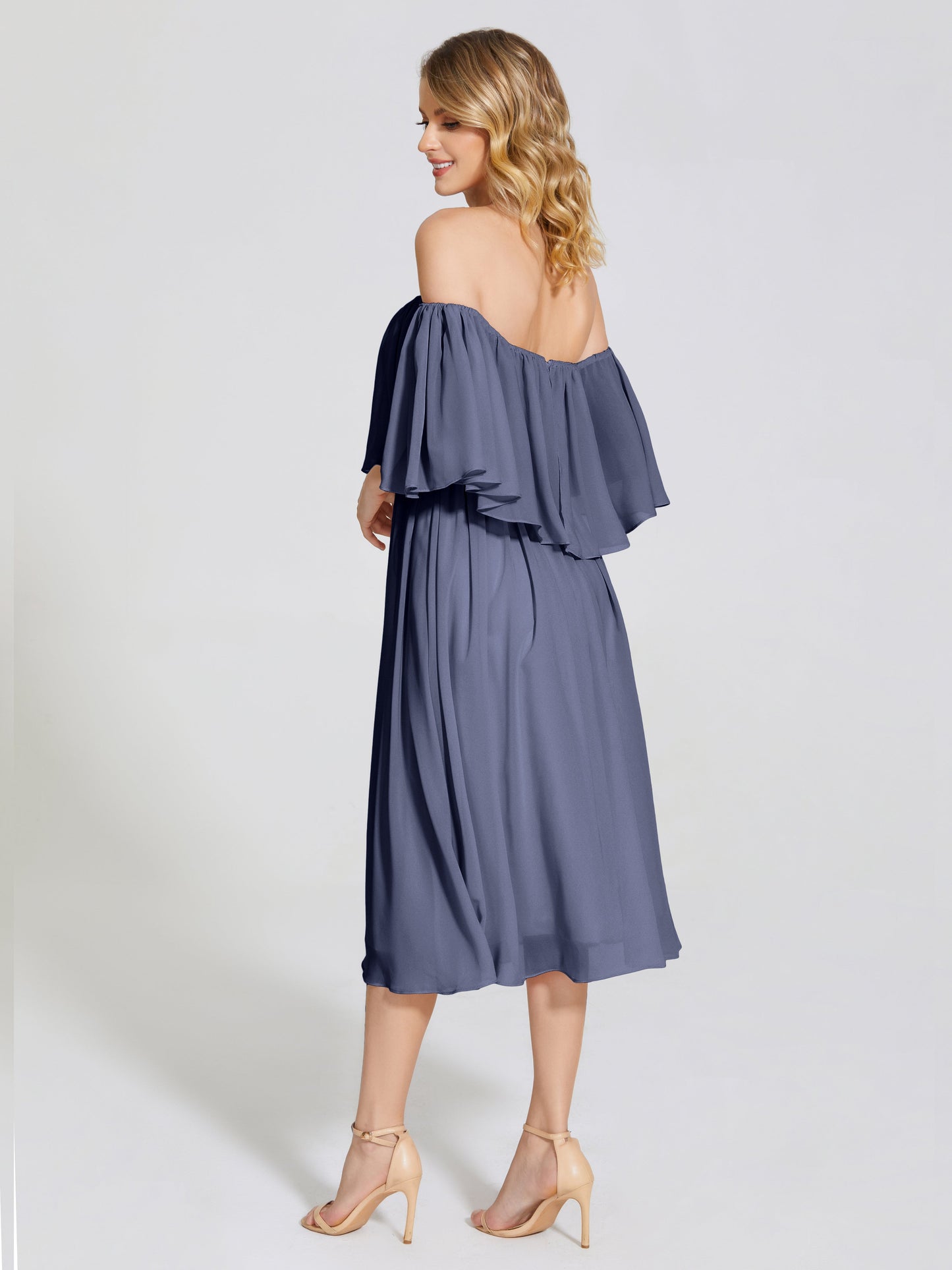 Journee Midi Off-Shoulder Chiffon Bridesmaid Dress