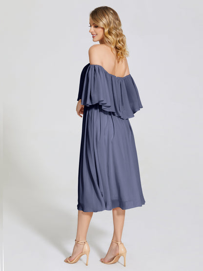 Journee Midi Off-Shoulder Chiffon Bridesmaid Dress