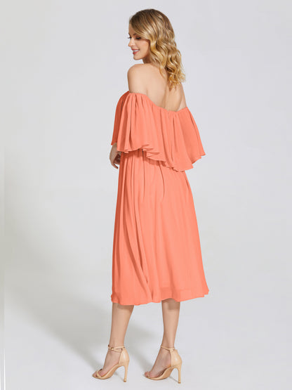 Journee Midi Off-Shoulder Chiffon Bridesmaid Dress