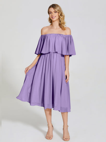 Journee Midi Off-Shoulder Chiffon Bridesmaid Dress