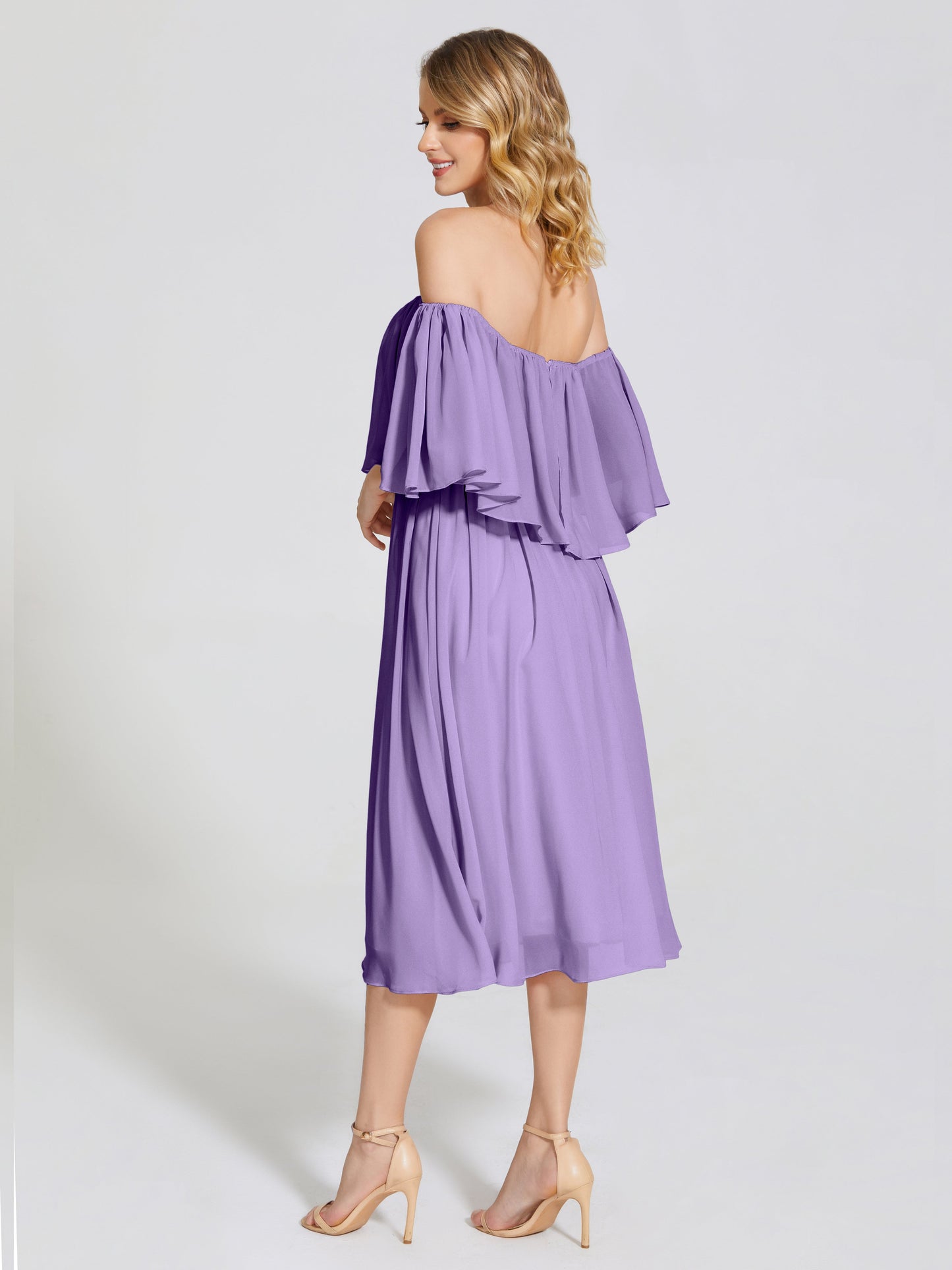 Journee Midi Off-Shoulder Chiffon Bridesmaid Dress