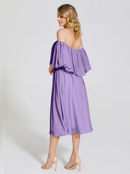 Journee Midi Off-Shoulder Chiffon Bridesmaid Dress