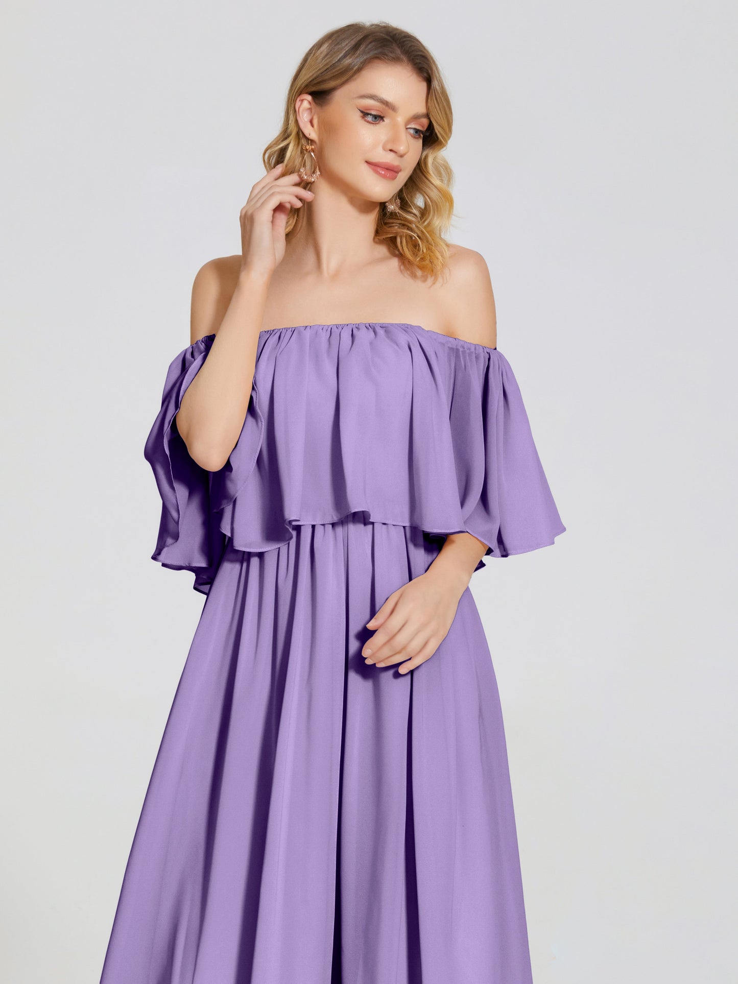Journee Midi Off-Shoulder Chiffon Bridesmaid Dress