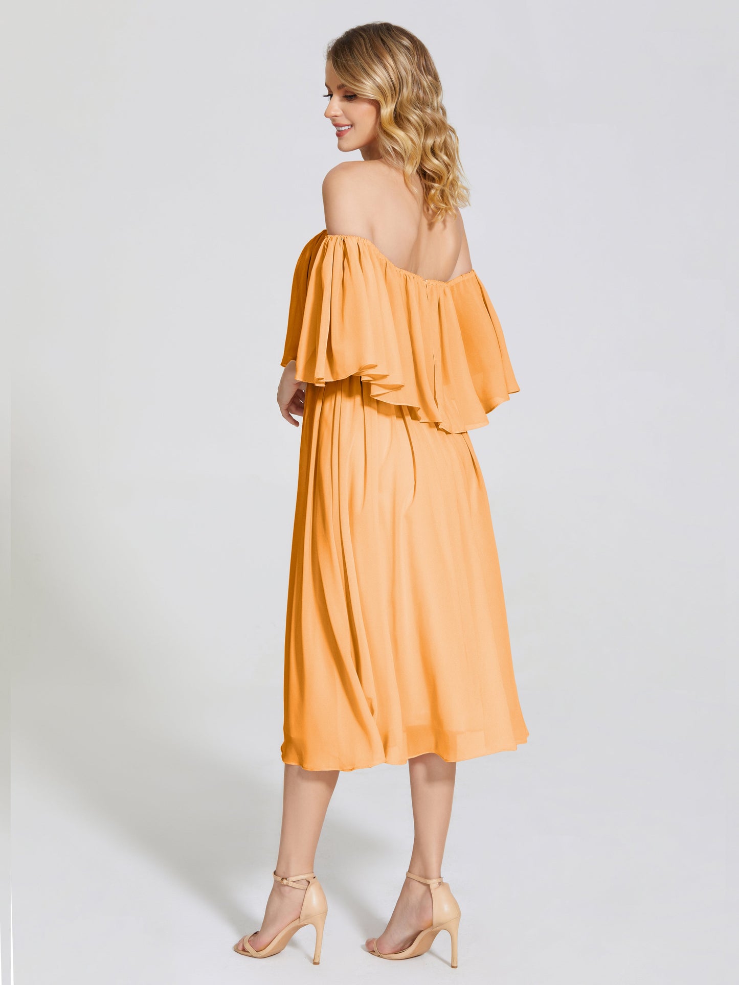 Journee Midi Off-Shoulder Chiffon Bridesmaid Dress