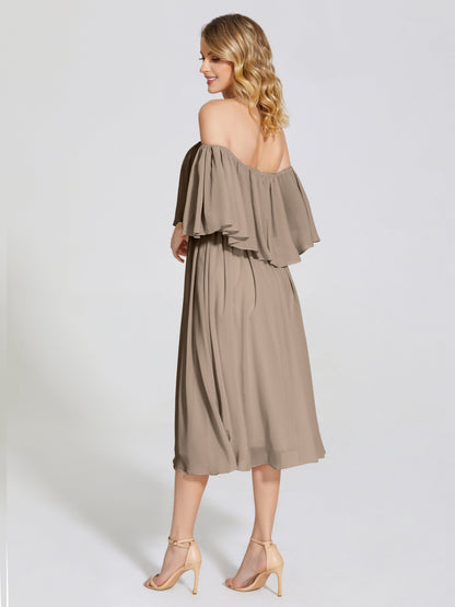 Journee Midi Off-Shoulder Chiffon Bridesmaid Dress