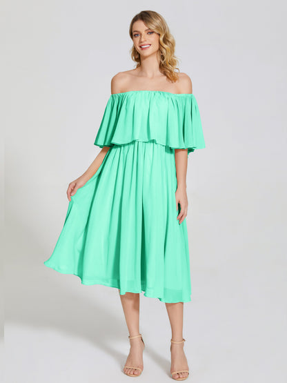 Journee Midi Off-Shoulder Chiffon Bridesmaid Dress